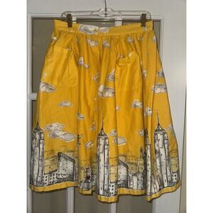 Lindy Bop 10 Yellow Pockets New York Pleated Skirt Unique NY Skyline